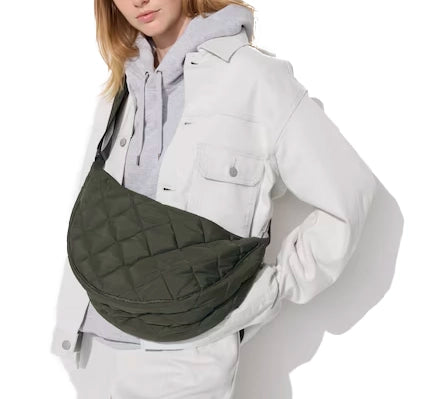 Uniqlo Unisex Round Shoulder Bag Quilted 56 Olive