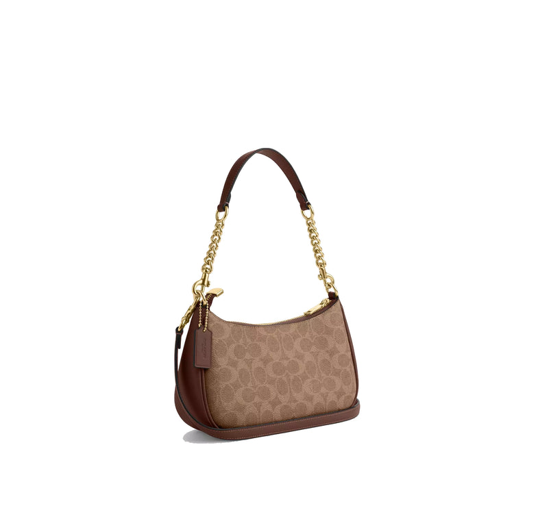 Coach Women's Teri Shoulder Bag In Signature Canvas Gold/Tan/Brown