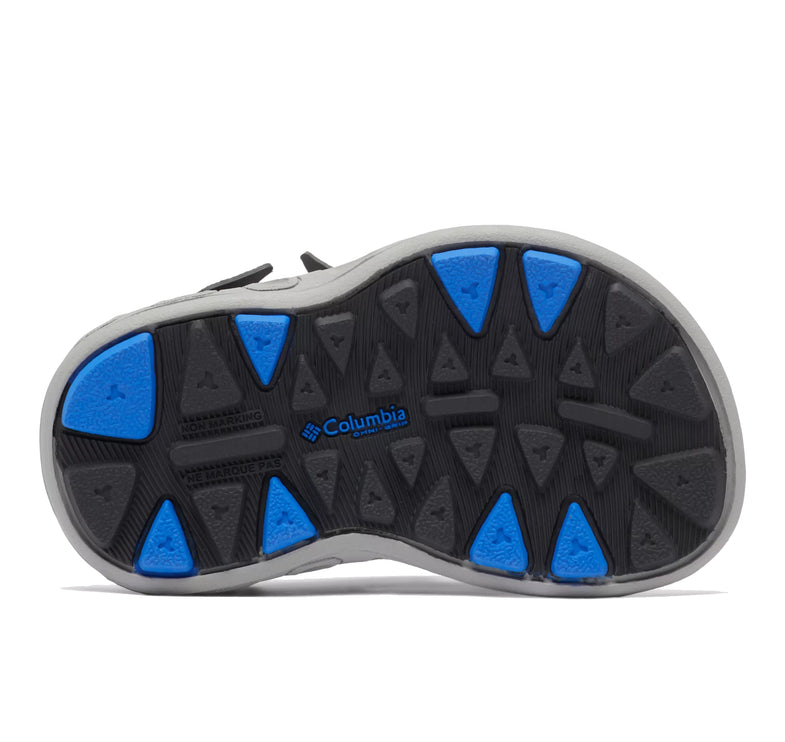 Columbia Little Kids' Techsun 3-Strap Sandal Dark Grey/Blue Macaw