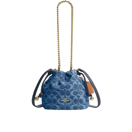 Coach Women's Faye Mini Drawstring Bag In Signature Denim Gold/Indigo