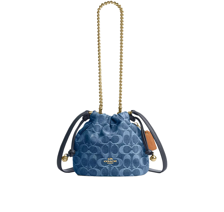 Coach Women's Faye Mini Drawstring Bag In Signature Denim Gold/Indigo