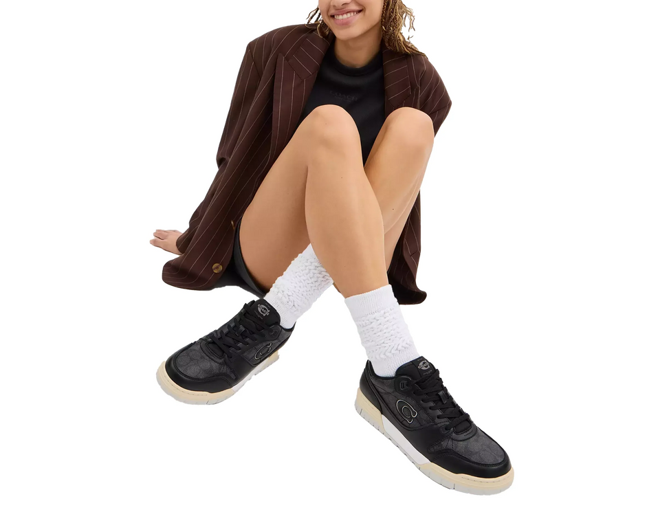 Coach Women's Soho Sneaker With Signature Canvas Charcoal/Black