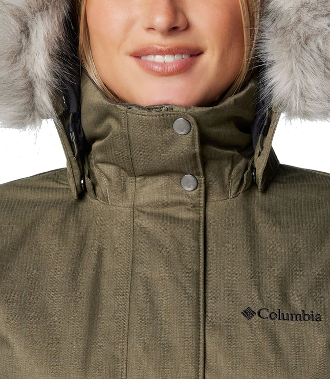 Columbia Women's Apres Arson II Winter Long Down Jacket Stone Green