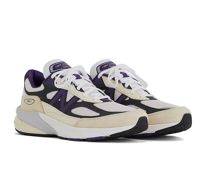 New Balance Unisex Made in USA 990v6 White with Black Plum and Phantom U990WB6