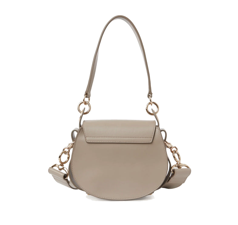 Chloé Women's Small Tess Bag in Shiny & Suede Leather Motty Grey