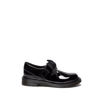Dr. Martens Girl Junior Polley II Bow Patent Leather Mary Jane Shoes Black - Patent Lamper