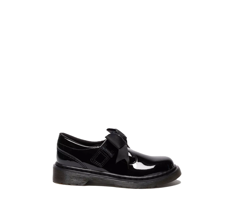 Dr. Martens Girl Junior Polley II Bow Patent Leather Mary Jane Shoes Black - Patent Lamper