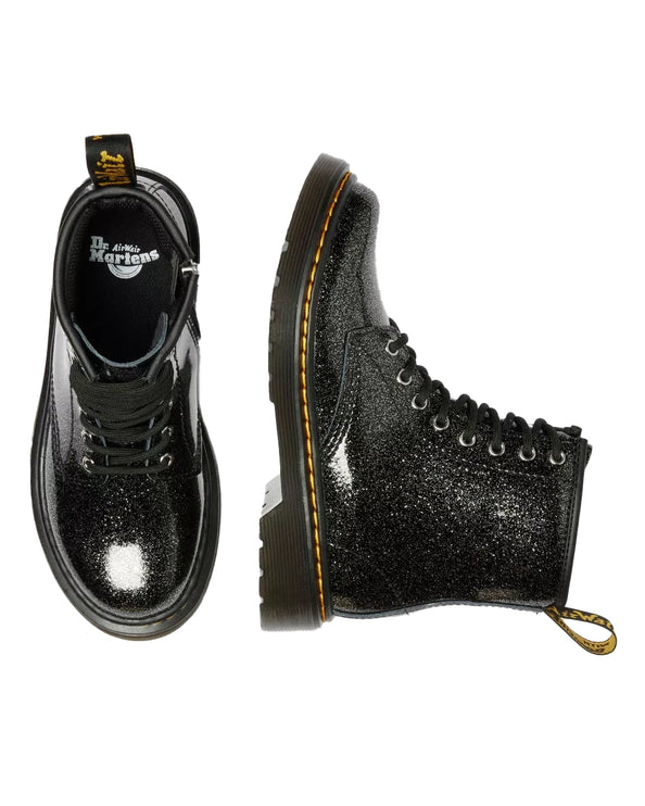 Dr. Martens Girl Junior 1460 Glitter Patent Leather Boots Black & Silver - Nebula Glitter