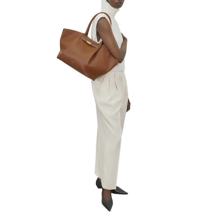 DeMellier London Women's The New York Tan Small Grain Ecru Stitching