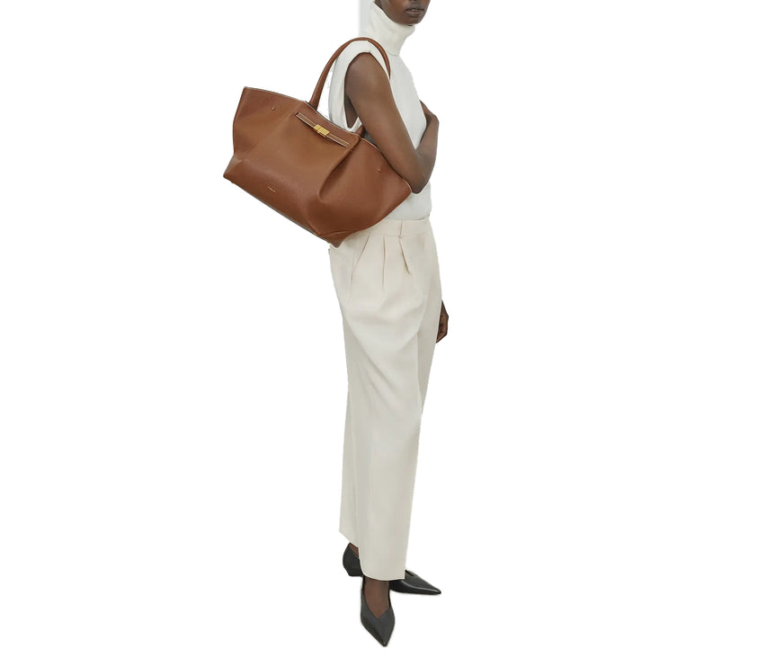 DeMellier London Women's The New York Tan Small Grain Ecru Stitching