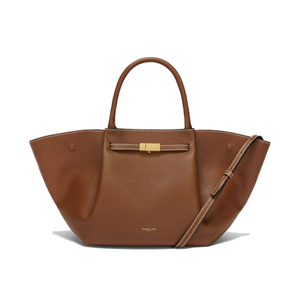 DeMellier London Women's The Midi New York Tan Small Grain Ecru Stitching