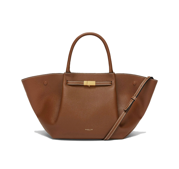 DeMellier London Women's The Midi New York Tan Small Grain Ecru Stitching