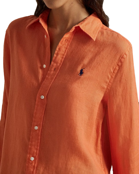 Polo Ralph Lauren Women's Classic Fit Linen Shirt True Orange