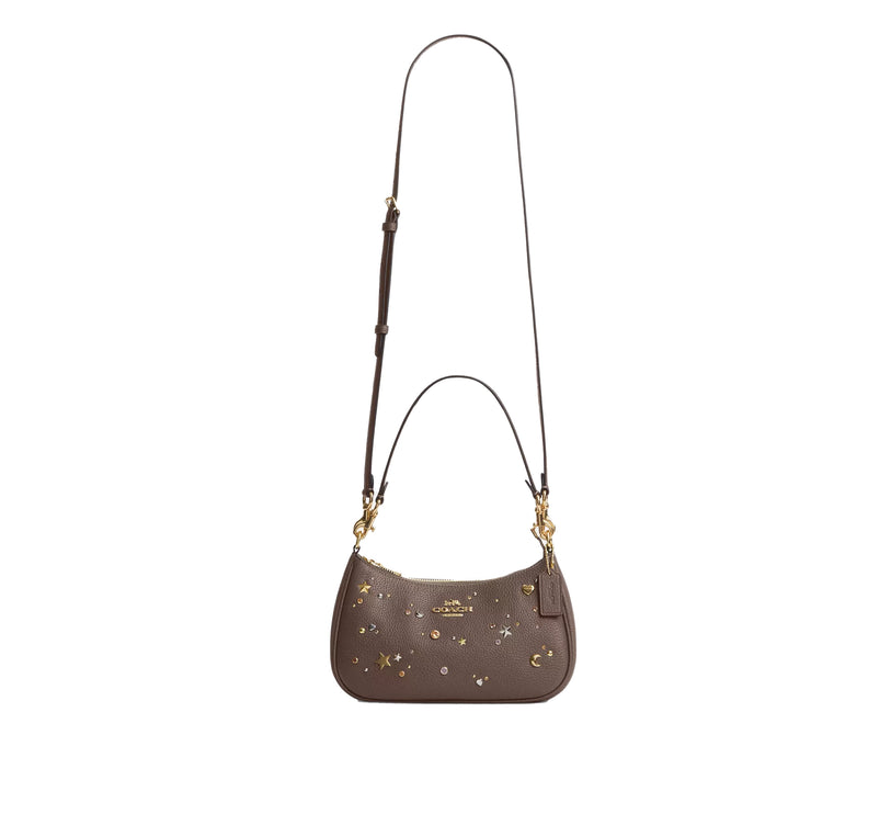 Coach Women's Teri Shoulder Bag With Rivets Gold/Dark Stone