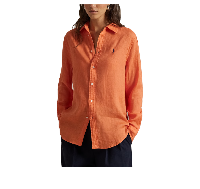 Polo Ralph Lauren Women's Classic Fit Linen Shirt True Orange