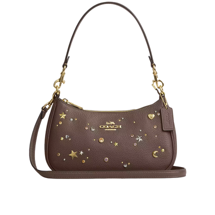 Coach Women's Teri Shoulder Bag With Rivets Gold/Dark Stone