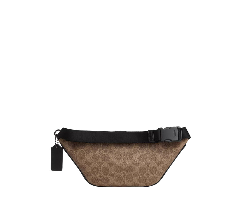 Coach Unisex Travis Belt Bag 30 In Signature Canvas Matte Black/Tan Black