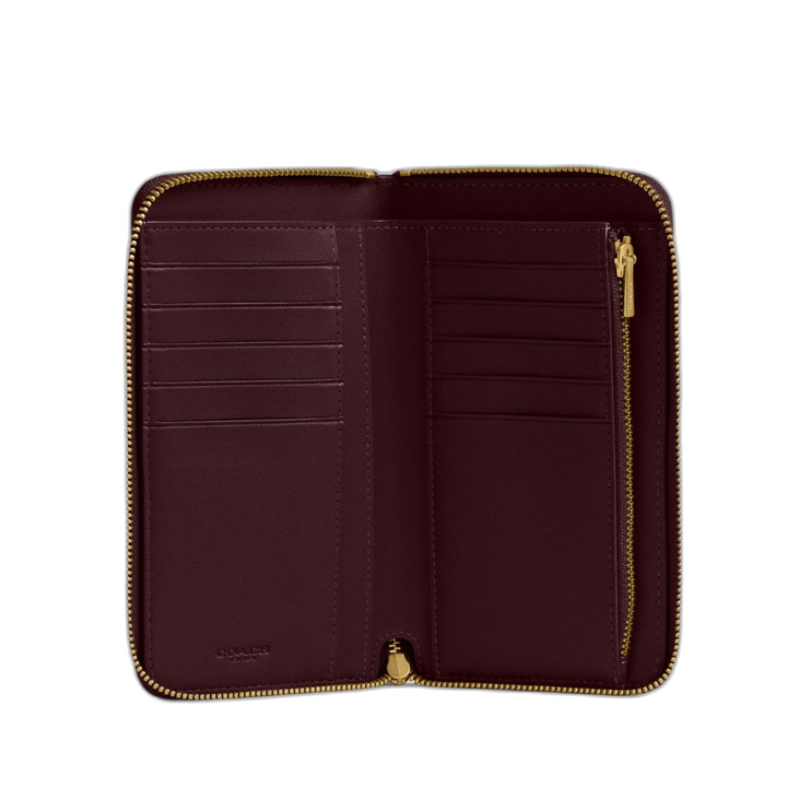 Coach Women's Essential Medium Zip Around Wallet Brass/Merlot