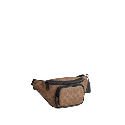 Coach Unisex Travis Belt Bag 30 In Signature Canvas Matte Black/Tan Black