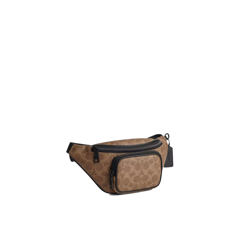 Coach Unisex Travis Belt Bag 30 In Signature Canvas Matte Black/Tan Black