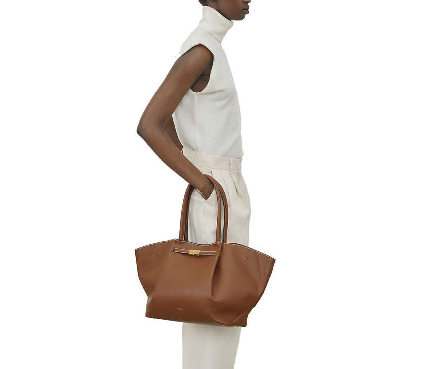 DeMellier London Women's The New York Tan Small Grain Ecru Stitching