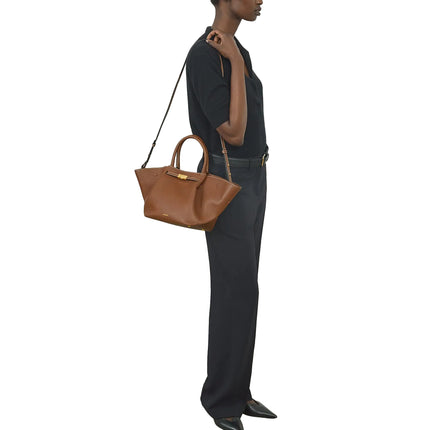 DeMellier London Women's The Midi New York Tan Small Grain Ecru Stitching