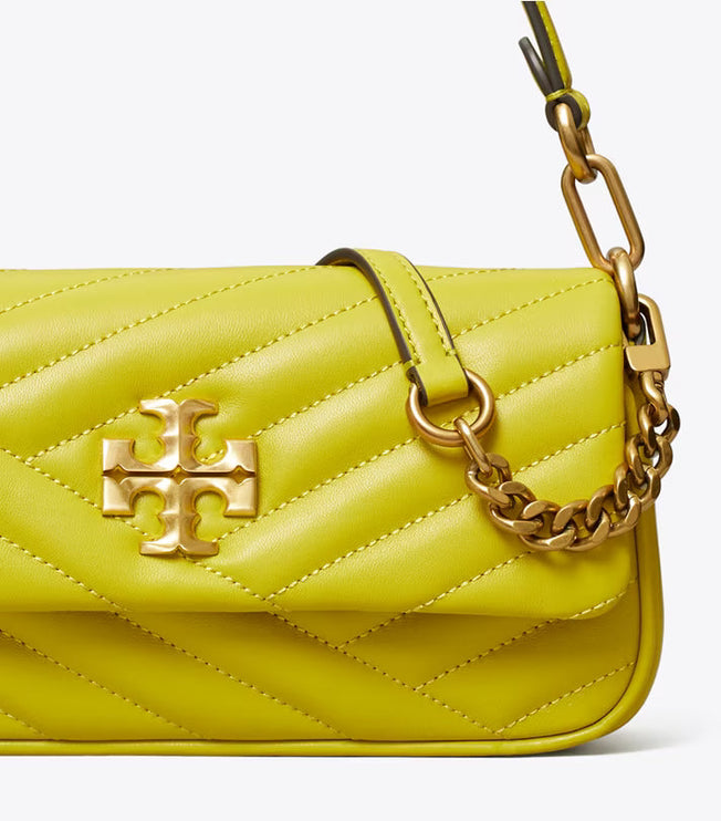 Tory Burch Women's Small Kira Chevron Flap Shoulder Bag Island Chartreuse