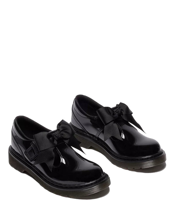 Dr. Martens Girl Junior Polley II Bow Patent Leather Mary Jane Shoes Black - Patent Lamper