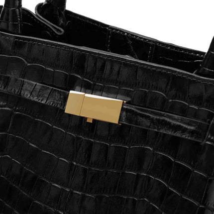 DeMellier London Women's The Midi New York Black Croc-Effect