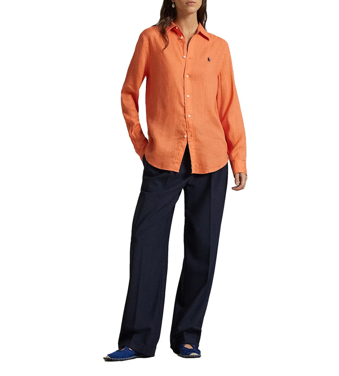 Polo Ralph Lauren Women's Classic Fit Linen Shirt True Orange