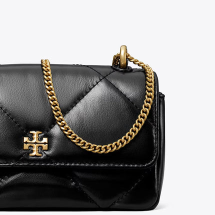 Tory Burch Women's Mini Kira Diamond Quilt Flap Bag Black