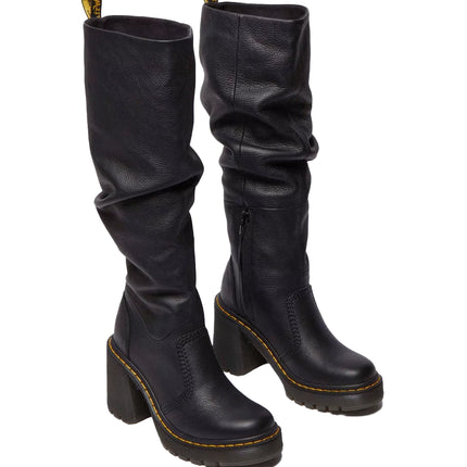 Dr. Martens Women's Kasey Virginia Leather Heeled Boots Black - Virginia