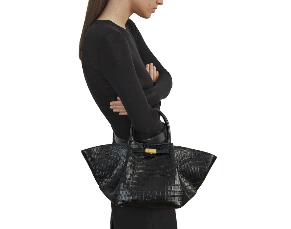 DeMellier London Women's The Midi New York Black Croc-Effect