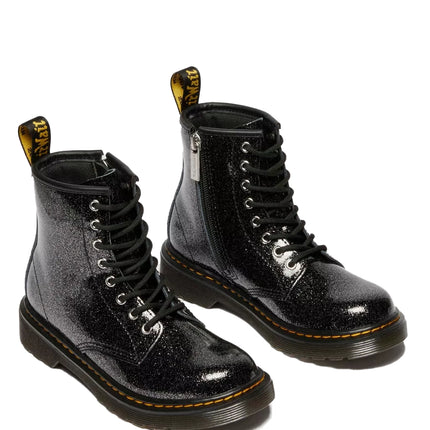 Dr. Martens Girl Junior 1460 Glitter Patent Leather Boots Black & Silver - Nebula Glitter