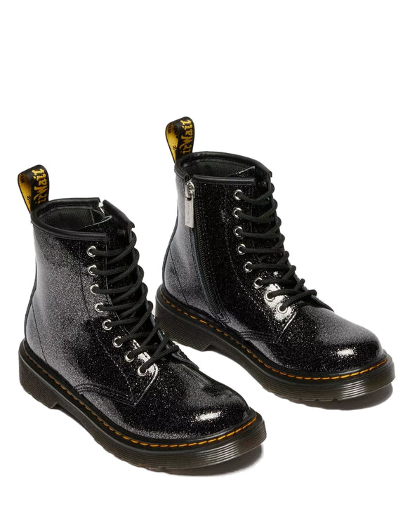 Dr. Martens Girl Junior 1460 Glitter Patent Leather Boots Black & Silver - Nebula Glitter