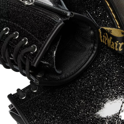 Dr. Martens Girl Junior 1460 Glitter Patent Leather Boots Black & Silver - Nebula Glitter