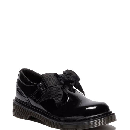 Dr. Martens Girl Junior Polley II Bow Patent Leather Mary Jane Shoes Black - Patent Lamper