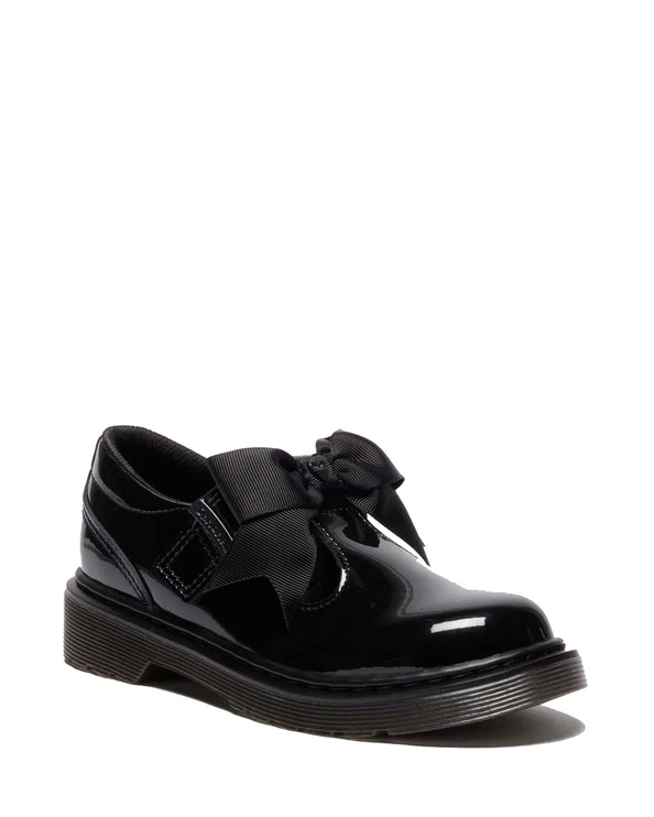 Dr. Martens Girl Junior Polley II Bow Patent Leather Mary Jane Shoes Black - Patent Lamper