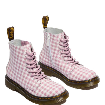 Dr. Martens Girl Junior 1460 Gingham Leather Boots Athena Gingham Print