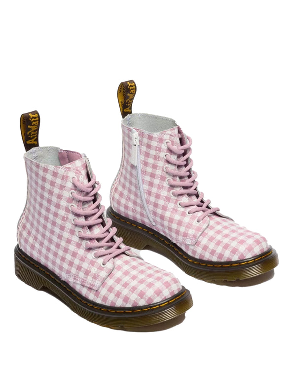 Dr. Martens Girl Junior 1460 Gingham Leather Boots Athena Gingham Print