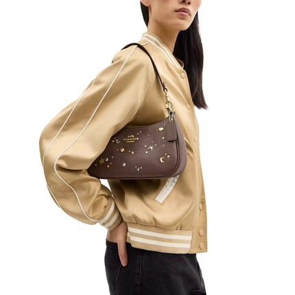 Coach Women's Teri Shoulder Bag With Rivets Gold/Dark Stone