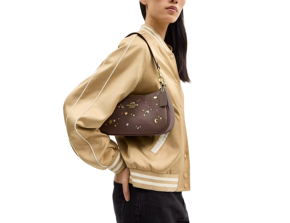 Coach Women's Teri Shoulder Bag With Rivets Gold/Dark Stone