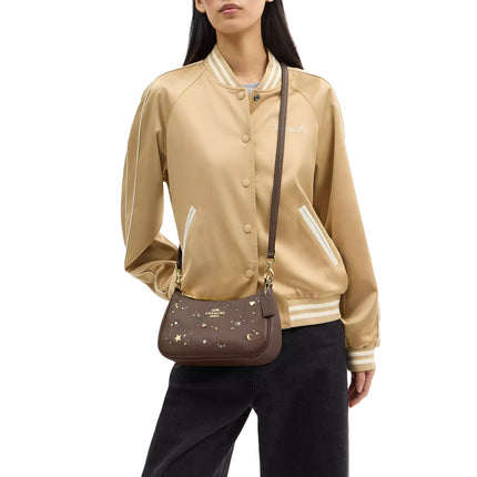 Coach Women's Teri Shoulder Bag With Rivets Gold/Dark Stone