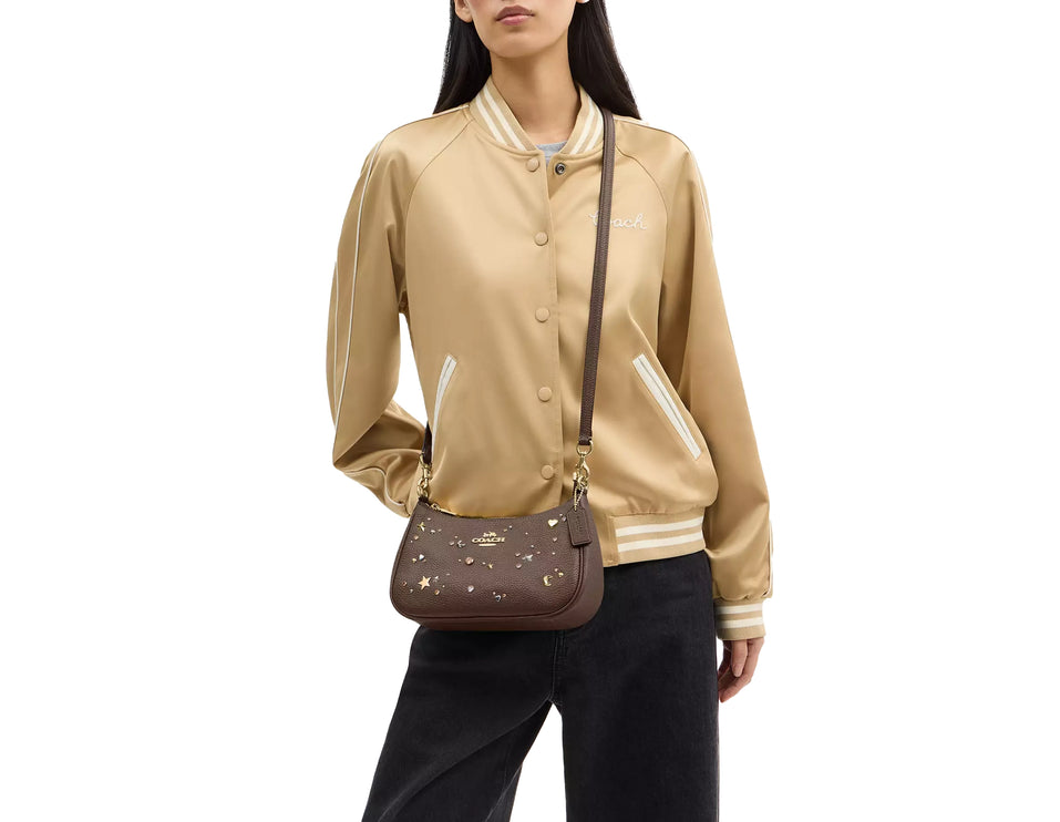 Coach Women's Teri Shoulder Bag With Rivets Gold/Dark Stone