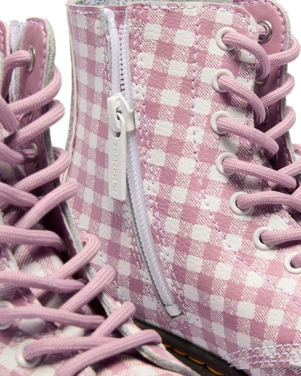 Dr. Martens Girl Junior 1460 Gingham Leather Boots Athena Gingham Print