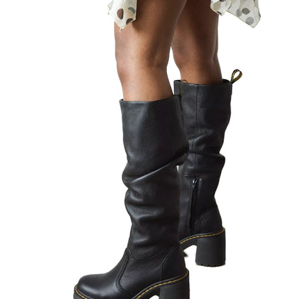 Dr. Martens Women's Kasey Virginia Leather Heeled Boots Black - Virginia