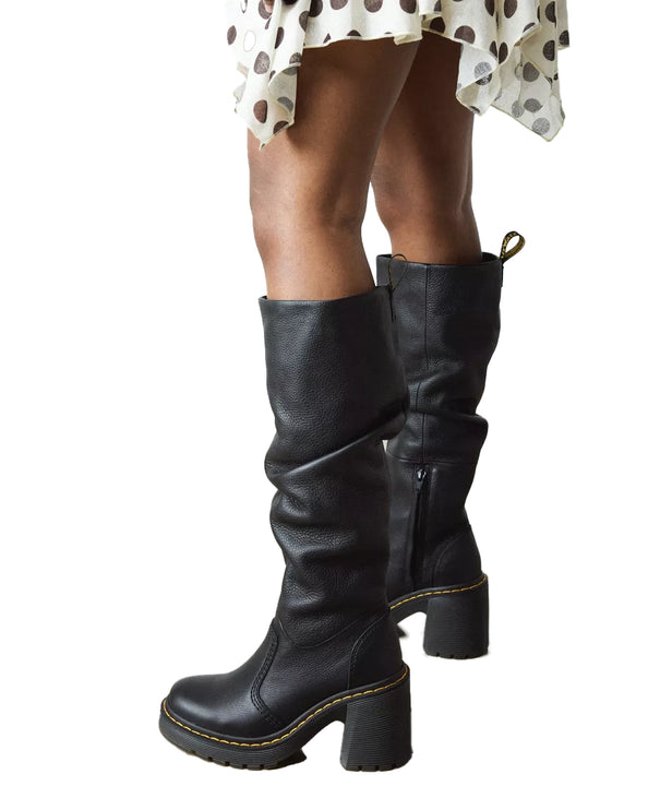 Dr. Martens Women's Kasey Virginia Leather Heeled Boots Black - Virginia