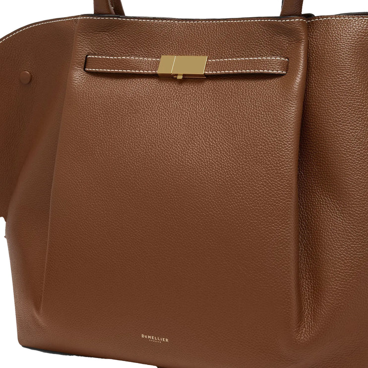 DeMellier London Women's The New York Tan Small Grain Ecru Stitching