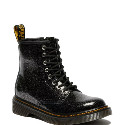 Dr. Martens Girl Junior 1460 Glitter Patent Leather Boots Black & Silver - Nebula Glitter