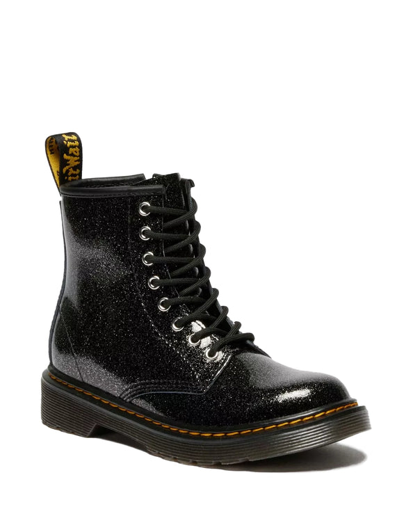 Dr. Martens Girl Junior 1460 Glitter Patent Leather Boots Black & Silver - Nebula Glitter